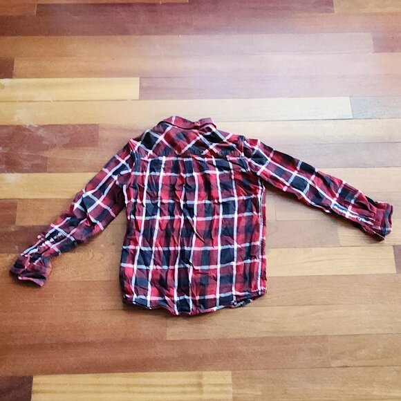 77kids By American Eagle Red/Black Plaid Flannel Button Down Shirt Size Medium - Picture 11 of 11